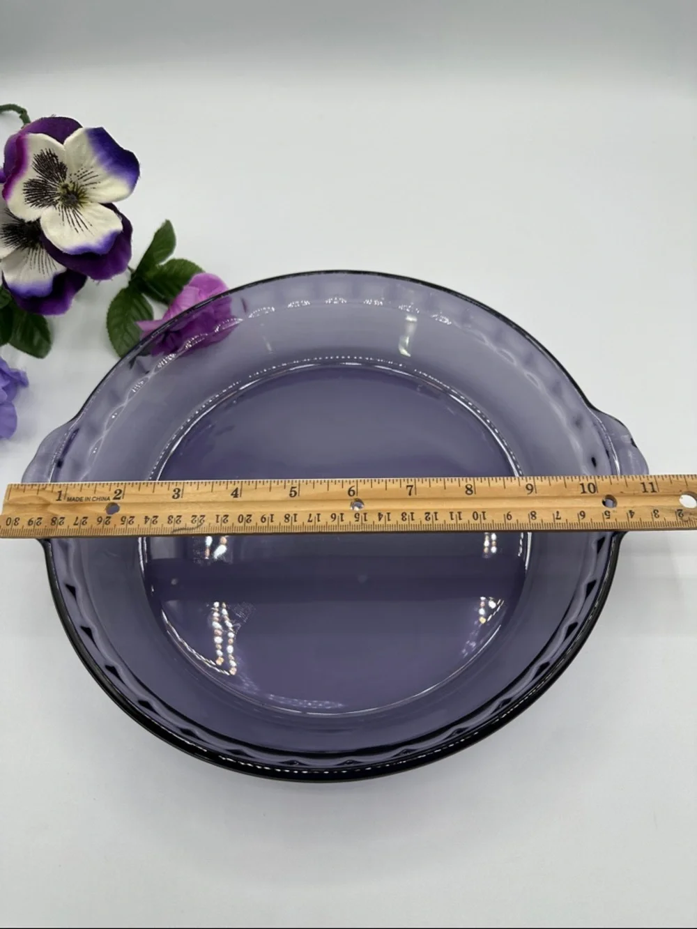Pyrex Fluted Amethyst Glass Pie Plate. 9.5”” #229.